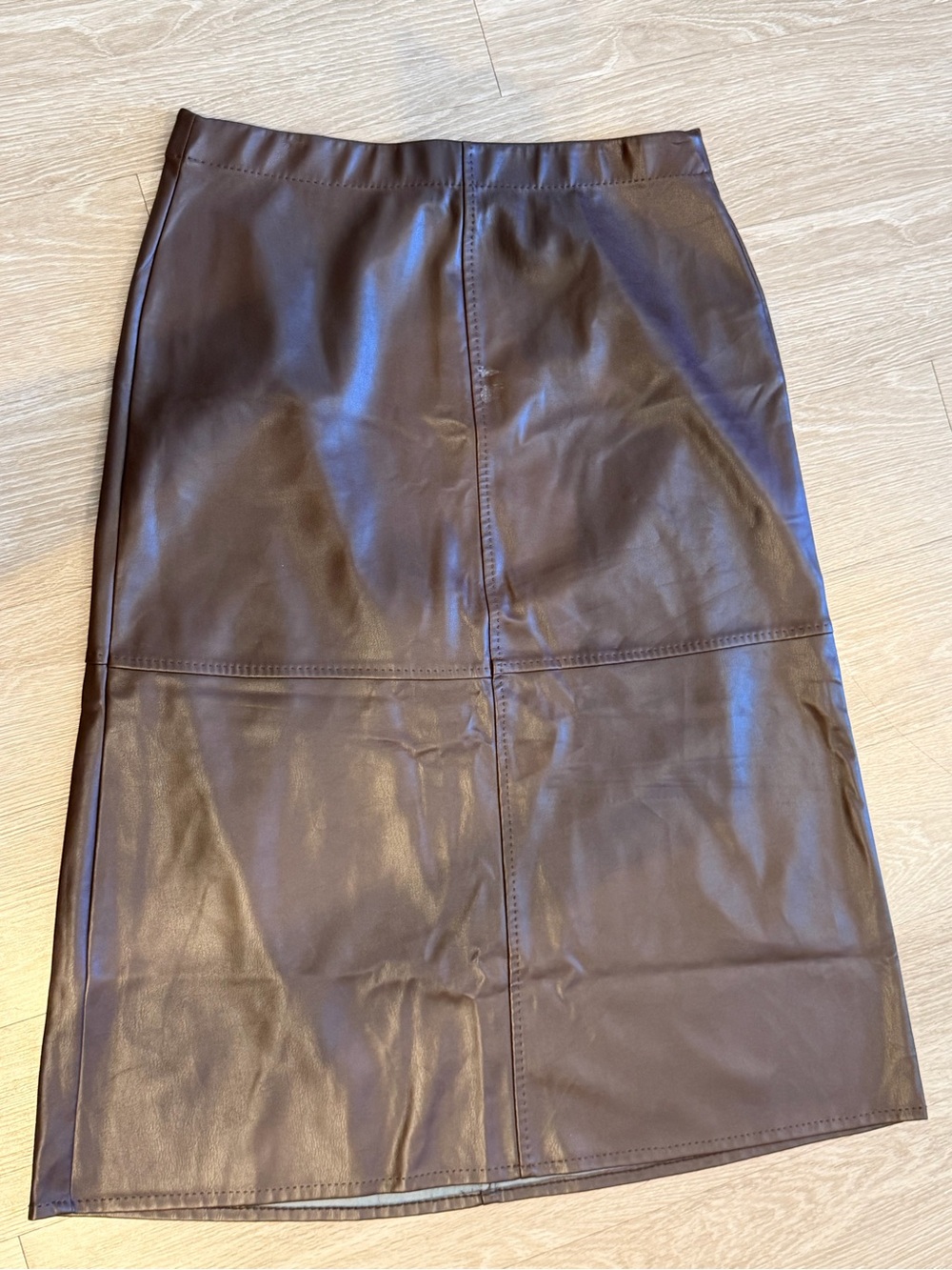 Max Studio Brown Faux Leather Pencil Skirt